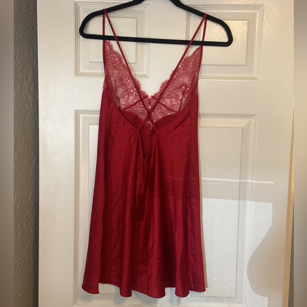 VICTORIAS SECRET red lace lingerie slip dress